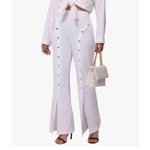 high waisted bootcut stretchy pull on dress pants white size med